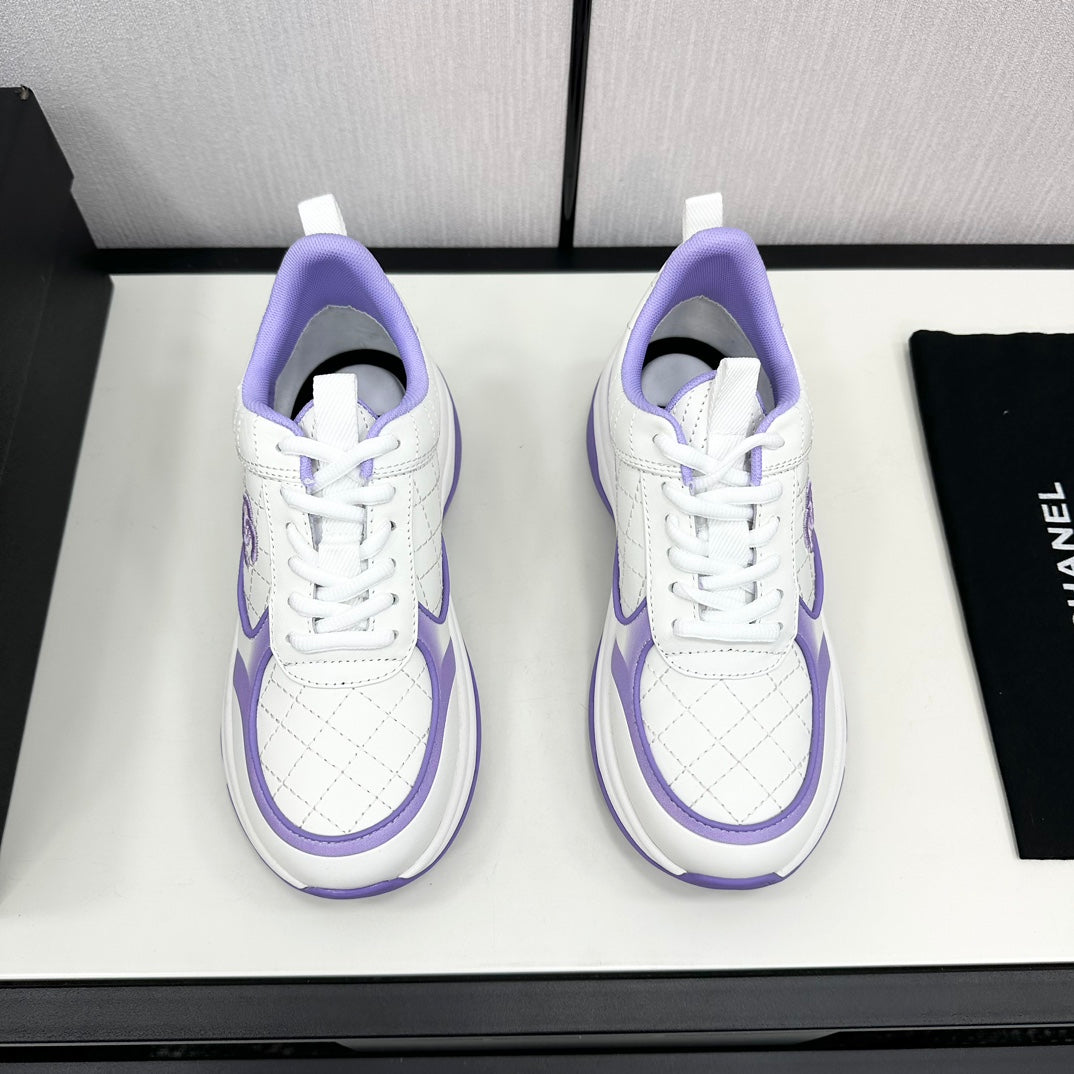 CC SNEAKER IN WHITE MIX IRIS PURPLE EMBROIDERED LAMBSKIN