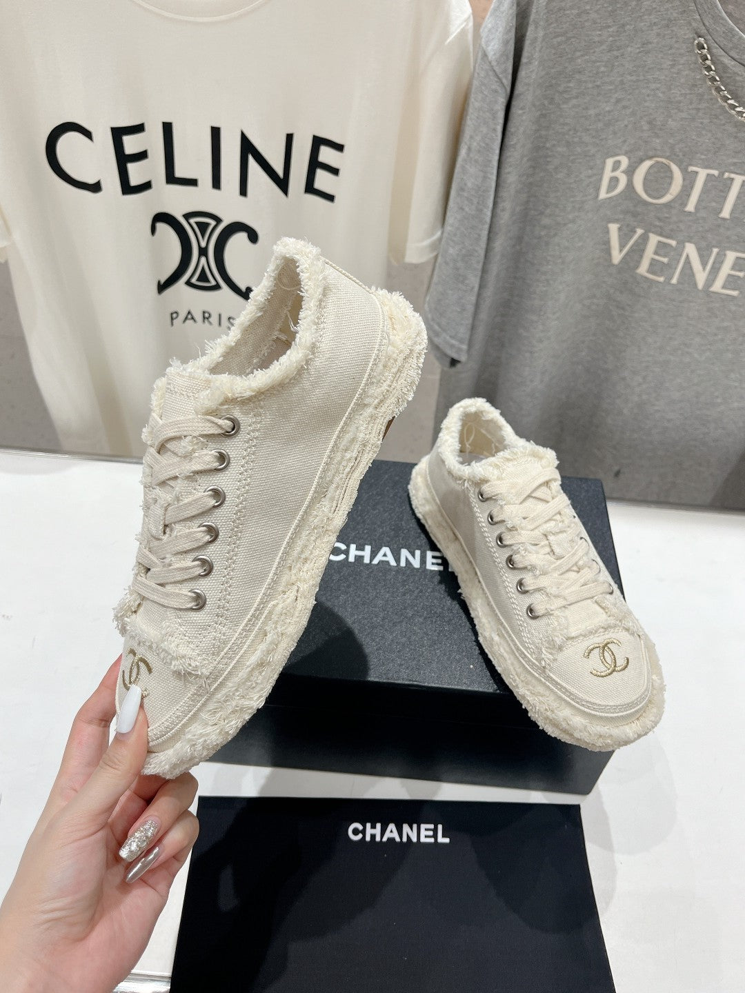 CC SNEAKER WHITE DENIM FABRIC