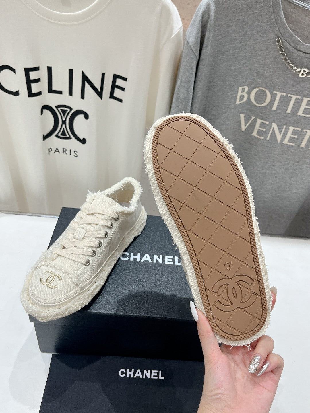 CC SNEAKER WHITE DENIM FABRIC