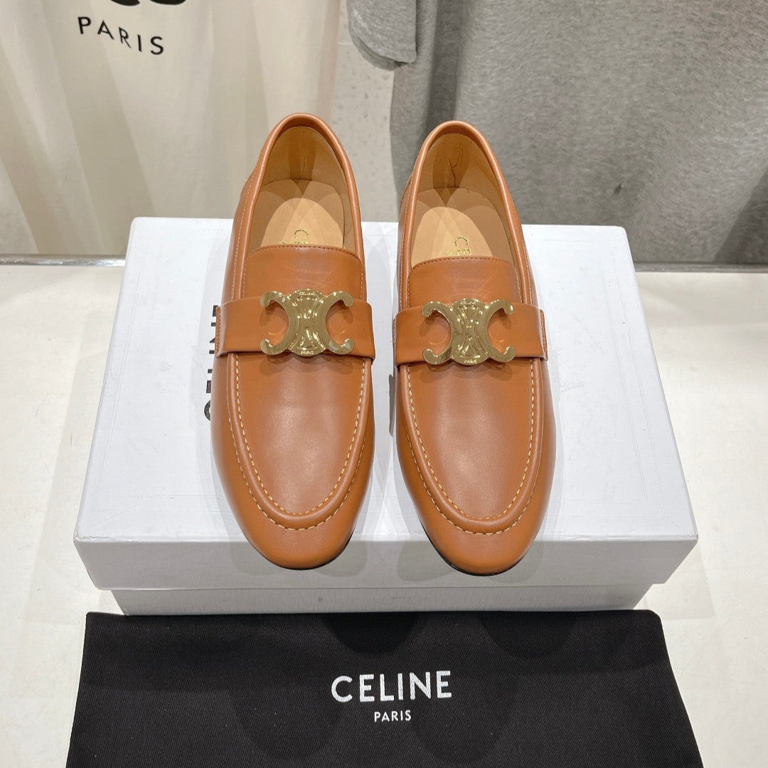 TRIOMPHE LOAFER IN BRONZE BROWN SMOOTH CALFSKIN GOLD HARDWARE