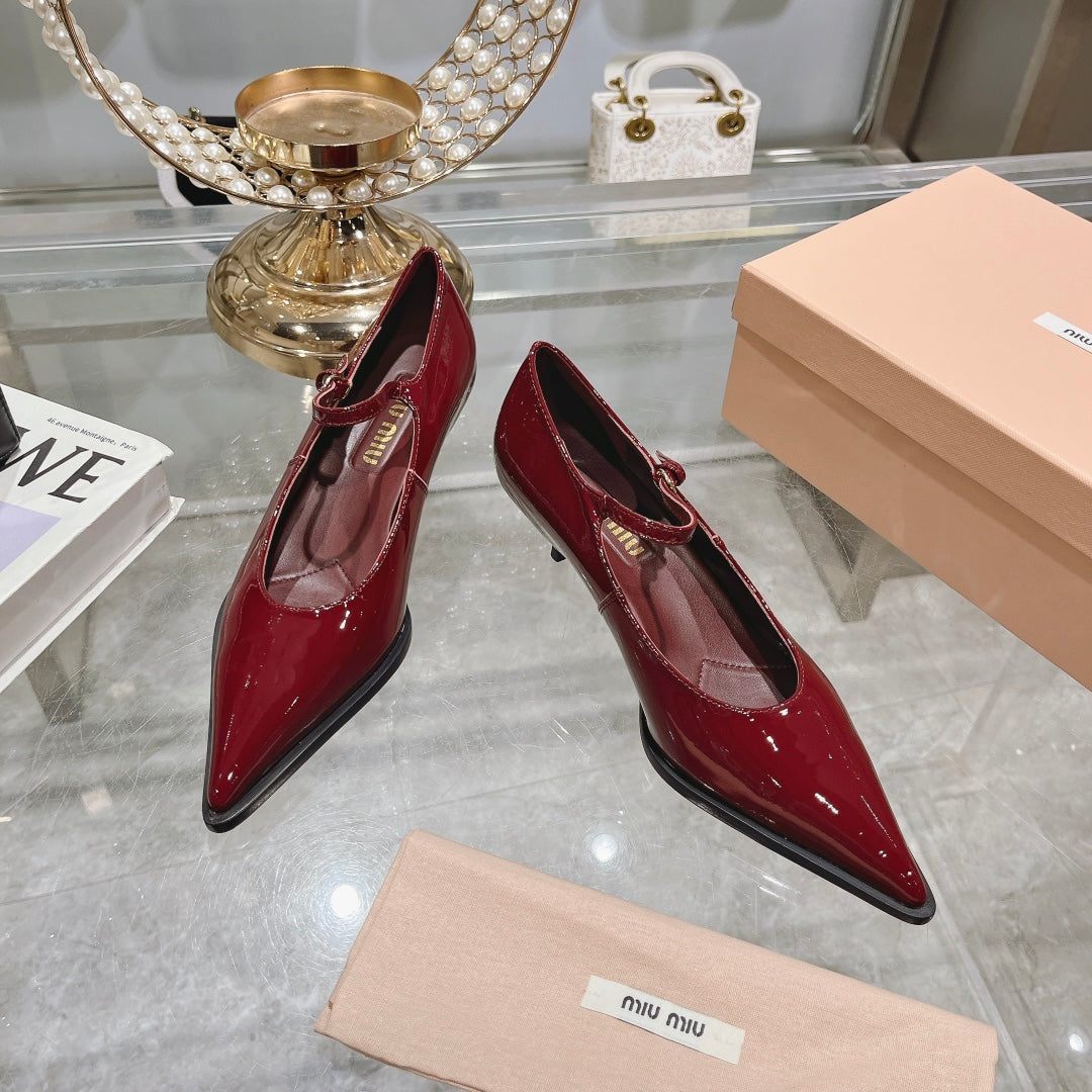 Slingback Shoes Cherry Color Beads