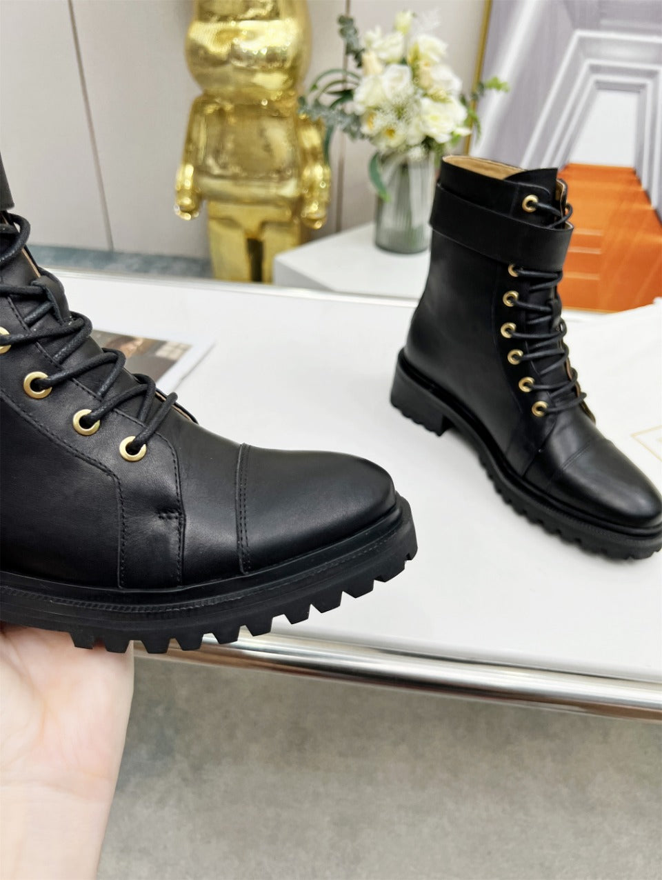 BALMAIN 26S BOOTS IN BLACK CALFSKIN