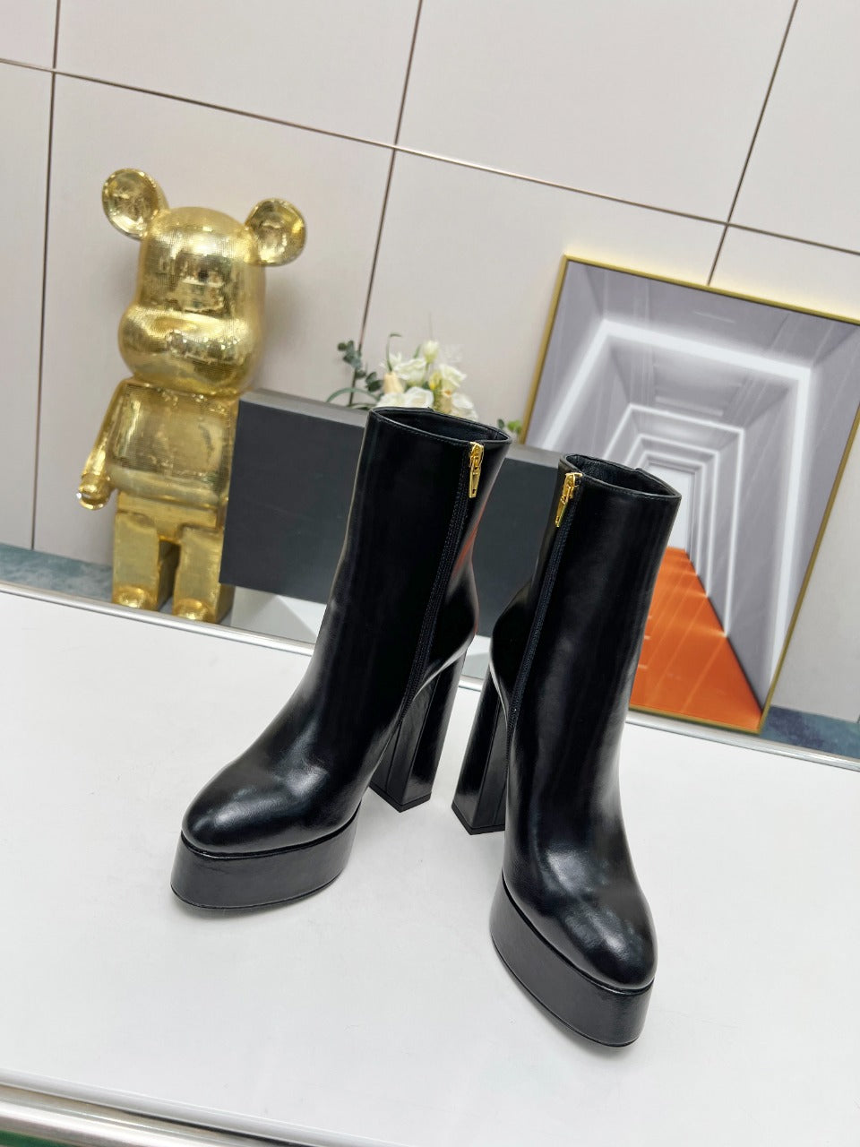 BALMAIN 26S BOOTS 135 MM IN BLACK CALFSKIN
